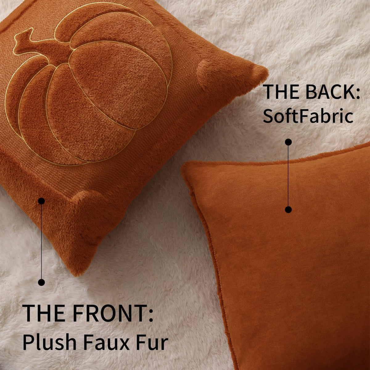 Rust Pumpkin Fall Pillow Covers - 18x18  Home Decor for Autumn Charm