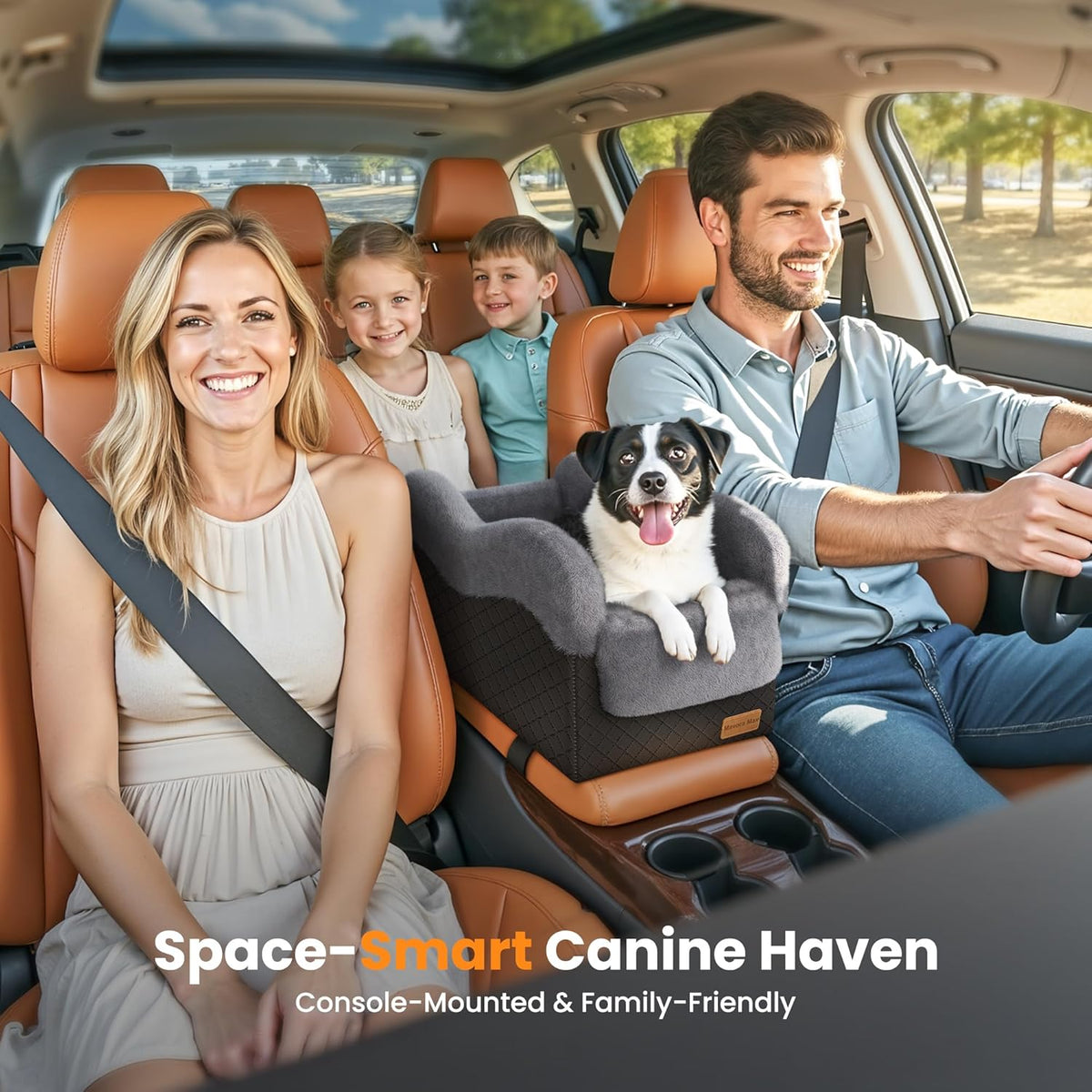 Center Console Dog Car Seat for Small Dogs under 11Lbs, Grey