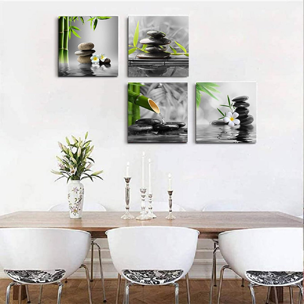 Bathroom Wall Art Black and White Wall Decor Zen Artwork Buddha Green Canvas ...