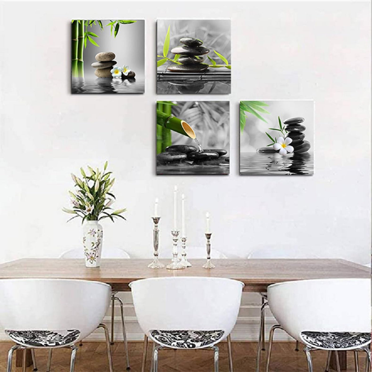 Bathroom Wall Art Black and White Wall Decor Zen Artwork Buddha Green Canvas ...
