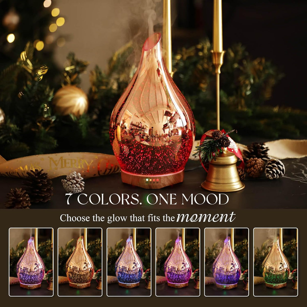 Essential Oil Diffuser 280Ml Handmade Glass Diffuser 7H Runtime