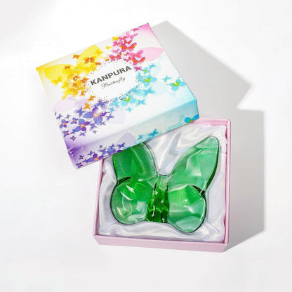 3" Crystal Butterfly Figurine, Green Glass Butterfly Statue, Glass Ornament
