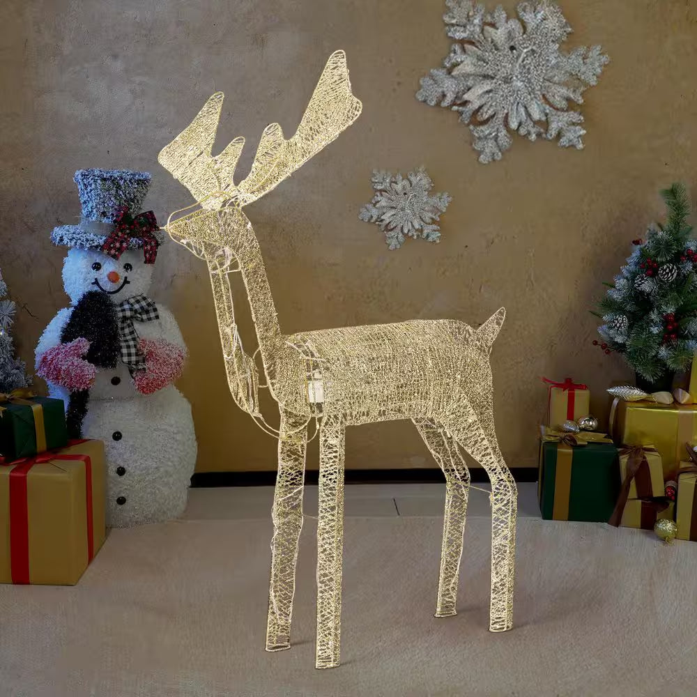 3. 6Ft Pre-Lit Golden Motorized Reindeer Christmas Decor with Shaking Head