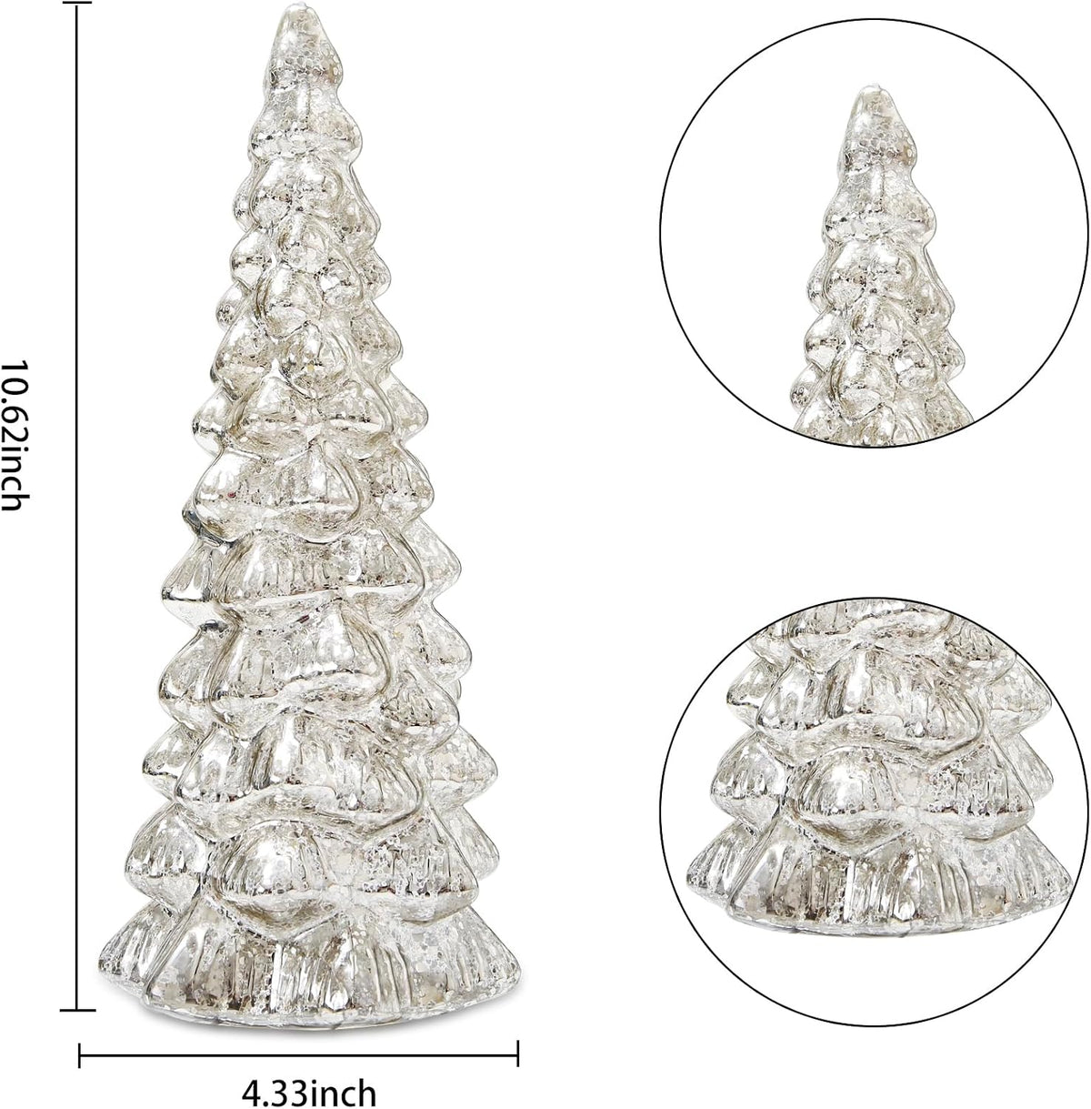 Christmas Tree Glass Decorative LED Light: 13.5" Tall, Battery Operated Holiday Tabletop Ornament, Frosted Glass Christmas Home Decor, Xmas Tree Night Light for Indoor Decor White