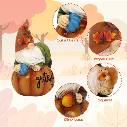 Thanksgiving Gnomes Fall Decorations for Home, Fall Gnomes Resin Pumpkin Figurine Thanksgiving Table Decor, Autumn Garden Farmhouse Decor Fall Gifts