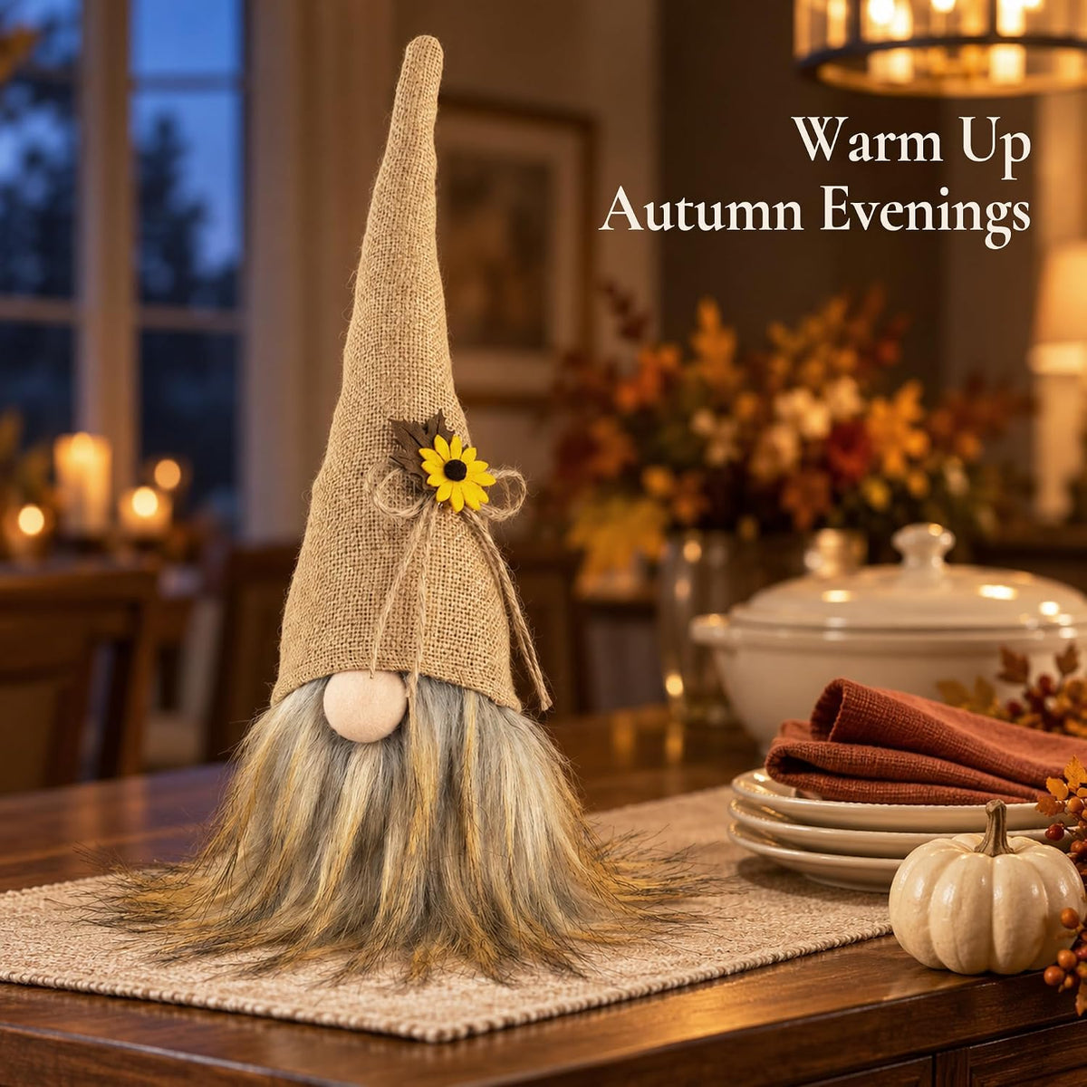 Plush Fall Gnome, Rustic Thanksgiving Decorations for Home