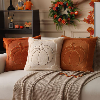 Rust Pumpkin Fall Pillow Covers - 18x18  Home Decor for Autumn Charm