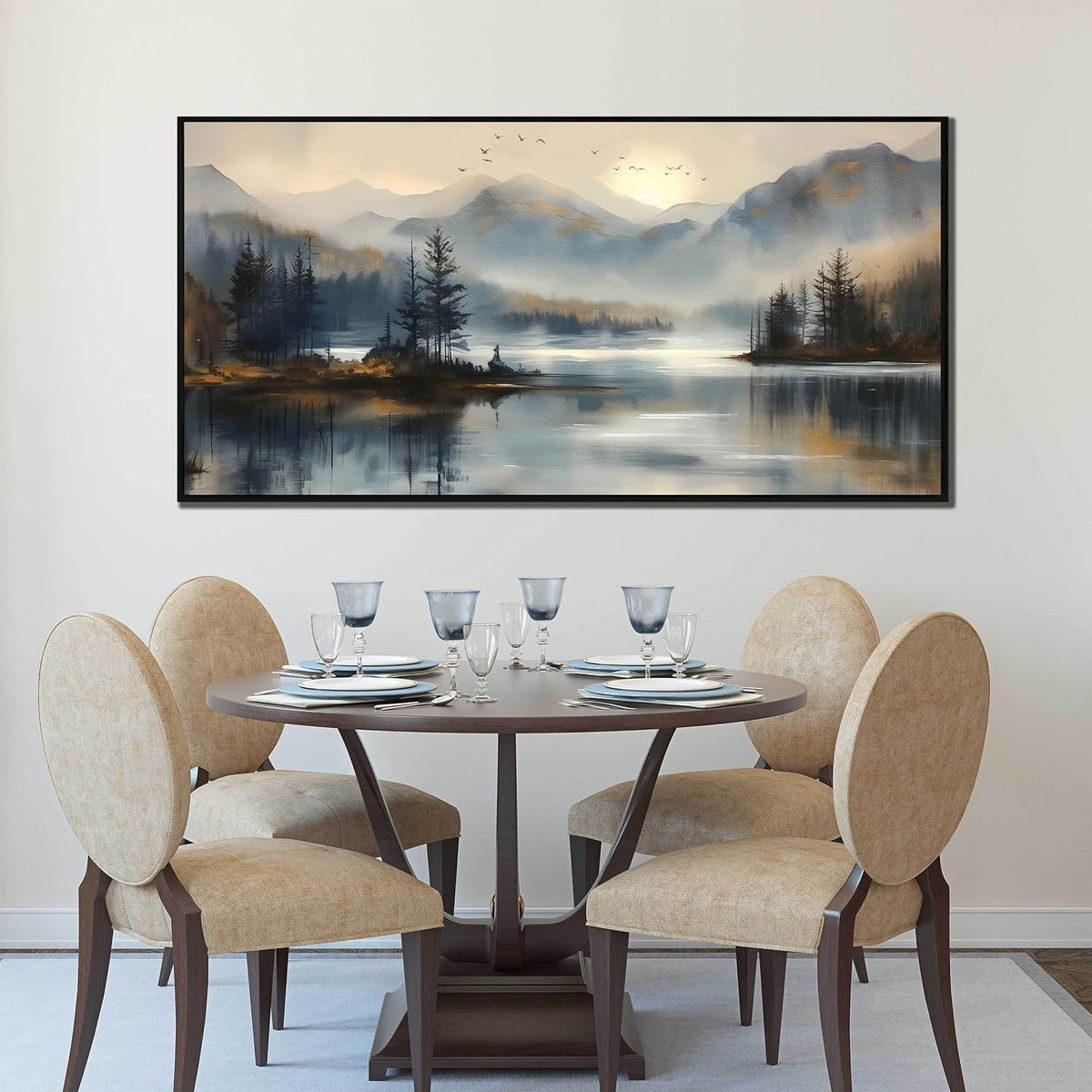 Landscape Wall Art for Living Room - Mountain Art Wall Decor for Office - Large Picture Frames for Wall Size 29" X 59"
