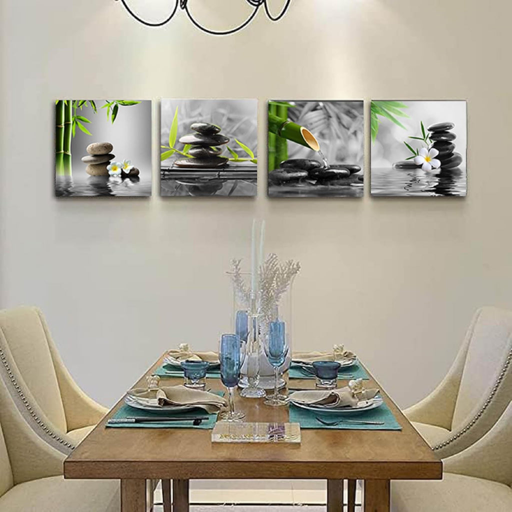 Bathroom Wall Art Black and White Wall Decor Zen Artwork Buddha Green Canvas ...