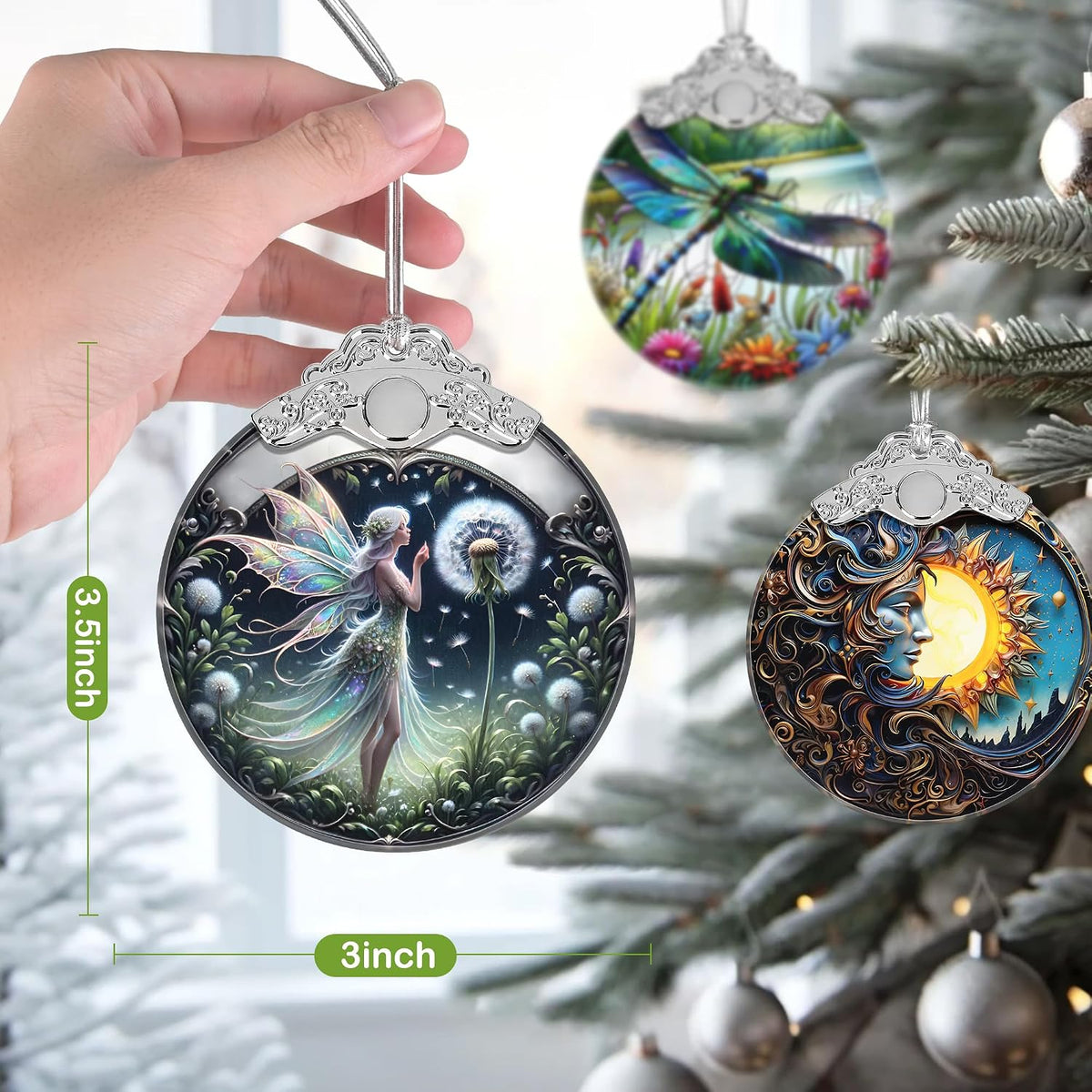 Christmas Ornament, 2026 Ornaments for Christmas Tree, Stained Glass Hanging Ornament, Holiday Ornaments, Unique Gift Idea - Fairy